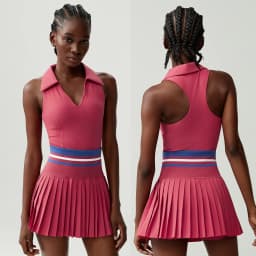 Women Two Pieces Yoga Set Solid Color Gym Top Tennis Skirt Sports Suit Breathable Quick Dry Short Sportswear Workout Clothes
