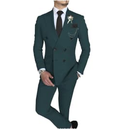 Men's Suit 2 Piece Double Breasted Peak Lapel Jacket Business Casual Slim Fit Wedding Suit For Men ( Blazer+Pants)