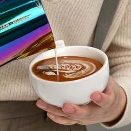 MUVNA 240ml Ceramic Latte Art Cup Embossed Coffee Cup With Saucer Thick Rim Wing Handle Barista Cappuccino Espresso Cup