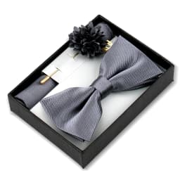 Bowtie Man Flower Brooch Set With Box Pocket Square Butterfly Lapel Pin Bow Tie Set For Men Wedding Suit Accessories Gift Cravat