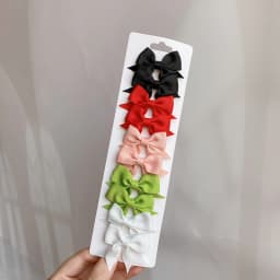 10Pcs/Set Solid Color Kids Bows Hair Clips for Baby Girls Handmade Ribbon Bowknot Hairpin MiNi Barrettes Hair Accessories