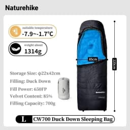 Naturehike CW400 Sleeping Bag Winter Lightweight 650FP Duck Down Sleeping Bag Ultralight Waterproof Hiking Camping Sleeping Bag