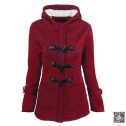 Long Cotton Jacket Women's Winter Coat Warm Overcoat Thickened Fleece Lined Slim Fit Hooded Button Front Closure Ladies Coat