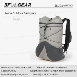 3F UL GEAR Koala Outdoor UHMWPE Backpack Ultralight Camping 20+5L Backpack IXPE Soft Back Unisex Traveling Hiking Mountaineering