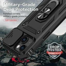 Ring Stand Rotating Slide Camera Lens Military Grade Armor Case for iPhone 17 16 E 14 13 12 11 15 Pro Max Plus Mini Cover