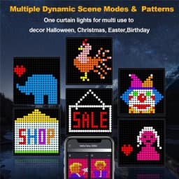 Smart LED Curtain Lights USB,400 LED Dynamic Pattern DIY Curtain String Lights with App & Remote for Birthday Easter Gift