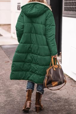 Women Autumn Winter Parkas Solid Color Long Sleeve Hooded Zippers Pockets Warm Casual Fashion Comfortable Regular Standard Fit
