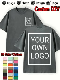 Double Sided Custom Logo T-Shirt Summer Y2K Loose Cotton Short Sleeves Crewneck Casual T Shirts Team Company Women's Tops