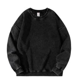 Men's American Style Sweatshirt Spring Autumn Solid Color Washed Vintage Round Neck Loose Casual Long Sleeve Couple Jacket