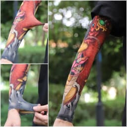 Ultra thin seamle Tattoo Flower Arm For Men Women Cool Travel Cycling Elastic Scratch Resistant Sunscreen Arm Sleeves Accessorie
