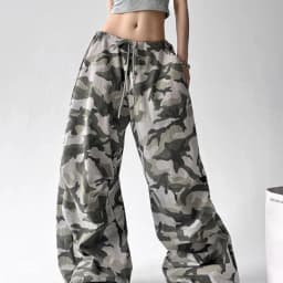 American Retro Camouflage Work Pants Women's Spring and Summer New Style Loose Wide Leg Pants Casual Pants