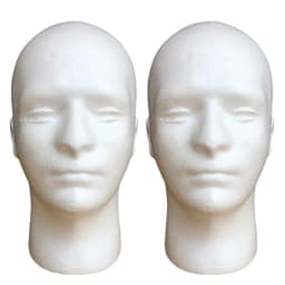 White Man Foam Male Mannequin Head Model Wig Stand with Stable Base Display Rack for Hat Cap Shopping Mall Closet Holder