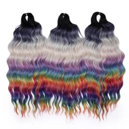 FREEDOM Synthetic Braiding Hair Extensions Deep Wavy 24 inch Long Curly Braids Hair Ombre Brown Rainbow Twist Crochet Hair
