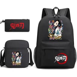 Demon Slayer Anime Print School Backpack Set 3Pcs with Shoulder Bag Pencil Case for Boys Girls
