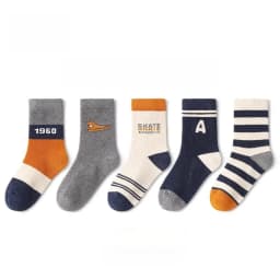 5 Pairs Kids' Socks Spring Autumn Cotton Socks Soft Breathable Crew Socks Little Big Boys Crew Sock