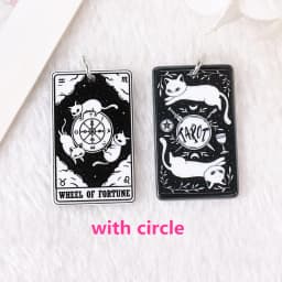 8Pcs 39*23 MM Black White Cat Tarot Card Charms Creative Acrylic Sun Moon And Lovers Jewelry For Earring Necklace Diy