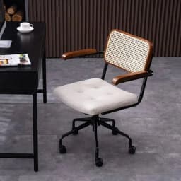 modern Simple Office Chair Home Comfortable Computer Chair Office Chairs for Bedroom Rattan backrest Chair Retro Swivel Chair