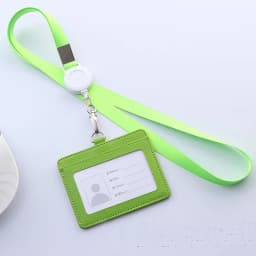 Retractable Lanyards ID Badge Holder Leather Bank Bus Pass Card Case Cover Men Women's Bank Credit Card Holder Strap Cardholder