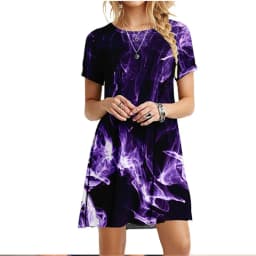 New 2022 Women Dresses 3D Flame Cloud Eruption Dress Summer Casual Short Sleeve Loose Plus Size Dress Fashion Print Clothing 6XL