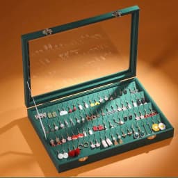 Velvet Clear Lid Earring Box Organizer Storage 32 Pairs Earrings Stud Tray Showcase Display Case