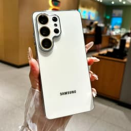 Luxury Solid Color Glass Phone Case For Samsung S26 S25 Ultra S24 FE S23Ultra Plating TPU Bumper Frame Lens Protection Cover