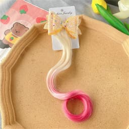 1PC Princess Cute Gradient Curly Hair Bowtie Wig Girls Hairpins Children Headwear Hairgrip Hair Clips Barrettes Hair Accessories