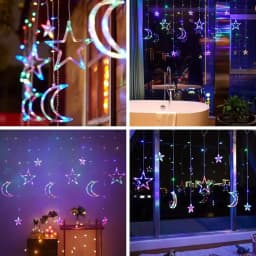 LED Star Moon String Light Warm/Multicolor Christmas Garland Lamp Battery Powered LED Curtain Fairy Lamp for Room New Year Decor