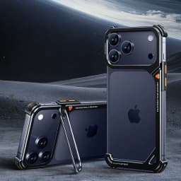 Eary 9-Shaped Phone Case for iPhone 18 17 Pro Max for Magsafe With 90° Lens Holder Stand Metal Frameless Bumper Anti-Drop Shells