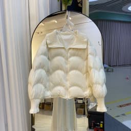Winter Puff Knitted Splicing Down Jacket Women White Duck Down Big Lapel Outwears Female Fluffy Warm Thick Parker Bread Jacket