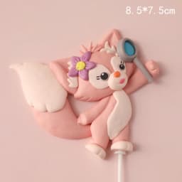 Cute Pink Fox Bow flower Rainbow Cake Toppers Girl's Birthday Dessert Decoration for Children's Day Party Supplies Lovely Gifts