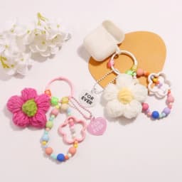 Colorful Bag Pendant Keychain Handmade Knitted Five-petaled Flowers Handbag Charm Acrylic Purse Decoration Attractive Keyring