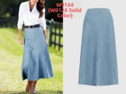 Deep Blue Midi Denim Skirt A-Line Skirt Casual Style Mid-Length Independent Station TK Women's Fashion Spring Summer Autumn