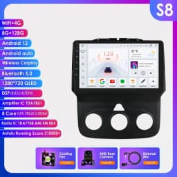 Hizpo 9inch Android Car Radio For Dodge Ram 1500 2500 3500 (2013-2018) Manual AC Stereo Head Unit Navigation Carplay Touchscreen