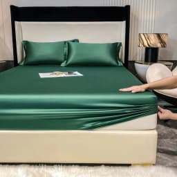 1000TC Premium Egyptian Cotton Fitted Sheet Elastic Bed Sheet, Solid Plain Long Staple Natural Cotton Bed Sheet Pillowcases