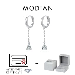 MODIAN 1 CT D Color Pear Cut Moissanite Drop Earrings 925 Sterling Silver Long Chain Lab Diamond Hoop Earrings Jewelry For Women