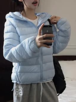 Korean Style Women's Winter Cotton Jacket Lightweight Long Sleeve Hooded Outdoor Coat Slimming Thin Bone Design Casual Fashion