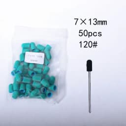 50PCS Green Nail Sanding Caps Bands With Rubber Drill Polishing Nail Art Rotating Remove Burrs Manicure Pedicure Accessory Tool