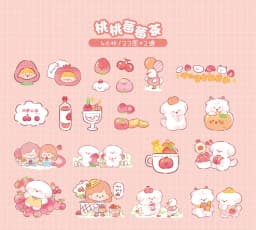 46pcs/pack PET Fleecy Pink Bunny Kitten Puppy Piggy Cute DIY Decorative Materials Kawaii Stationery Stickers Bag