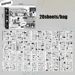 Mr.Paper 20pcs M5 Flip Text Sticker Book for Journal Planner Scrapbooking Diary Calendar Laptop Phone Case Album Decoration