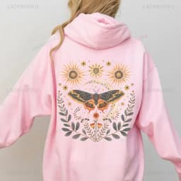 Bug Goblincore Moon Phases Moth Hoodie Luna Moth Sweatshirt Dark Academia Clothing Cottagecore Top Witchy Sweater Insect Tshirt