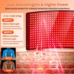 480 Pcs Leds Red and Infrared Light Belt 660nm&850nm for Waist Leg Arm Shoulder Body Fatigue Relief
