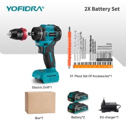 YOFIDRA 2 IN1 Brushless Electric Screwdriver Hammer Cordless Drill Impact Multifunctional Power Tool For Makita 21V Battery Pin