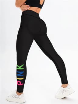 New Yoga Pants Colorful Yellow Blue Gradient Letter Tight Sports Women's Underpants Personalized Fitness Printed Elastic Pants