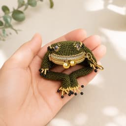 Kiss Lock Small Pouch Cute Amphibian Accessory Container for Daily Carry Handheld Ring Pendant Decoration