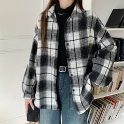 Shirt Women Plaid Flannel Shacket Slouchy Oversized Button Down Long Sleeve Check Shirt Jacket Fall Winter Christmas Outfit
