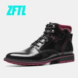 ZFTL Men's boots British style single boots autumn new shiny leather boots Basic boots Men Black Ankle Boots Retro Casual Bots