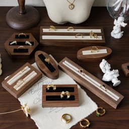 Walnut Ring Display Plate Jewelry Display Stand Black Beige Ring Holder Jewelry Bottom Storage Organizer Photography Props