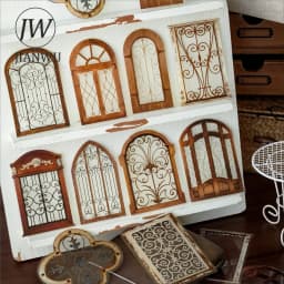 JIANWU Vintage Baroque Window Landscape Material Collage Scrapbooking PET Sticker Creative DIY Journal Stationery