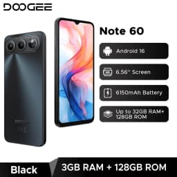DOOGEE Note 60 Smartphone 6150mAh Battery 6.56'' Display 32GB(3+29) 128GB 13MP Main Camera UNISOC T7225 Android 16 Mobile Phone