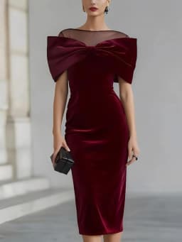 Sexy Split Solid Velvet Dresses Fashion Temperament Off Shoulder Gowns Women Elegant Mesh Splicing Cape Sleeve Slim Party Dress